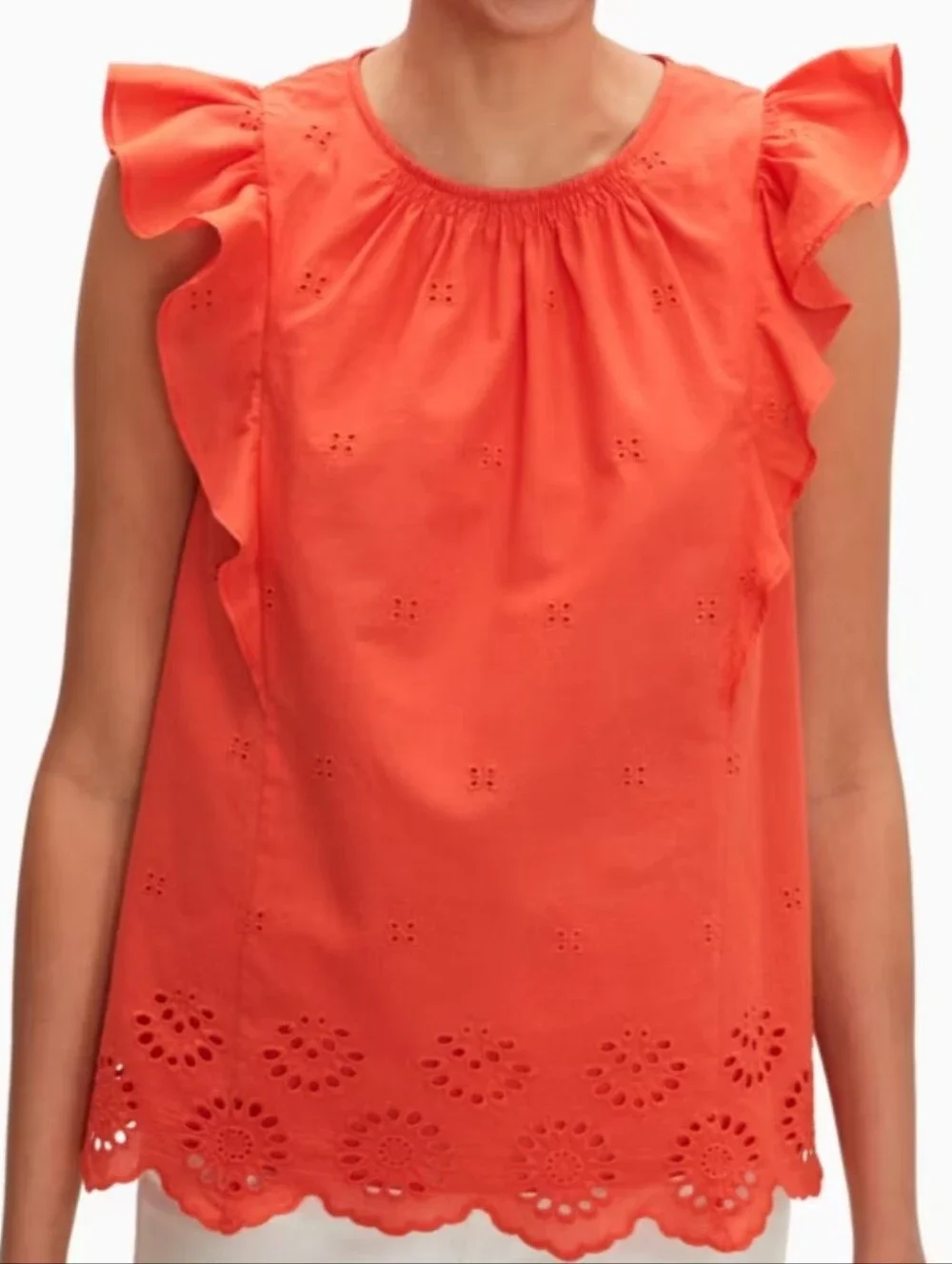 Kate Spade New York Eyelet Ruffle Top in size XL